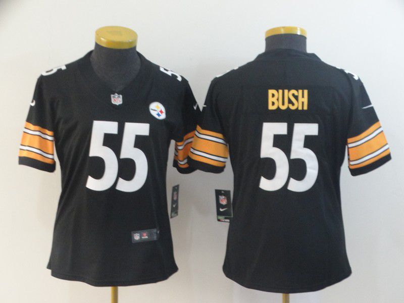 Women Pittsburgh Steelers #55 Bush Black Nike Vapor Untouchable Limited NFL Jerseys->san francisco 49ers->NFL Jersey
